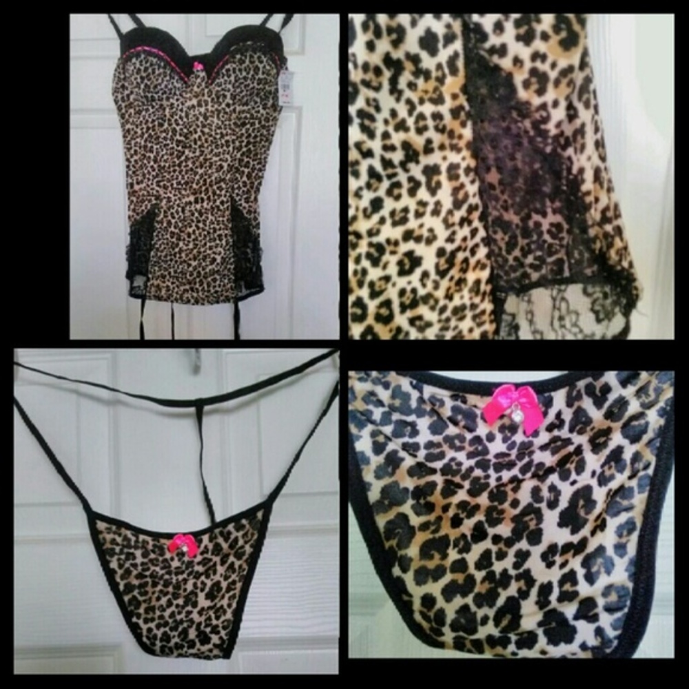 ASHLEY STEWART Cheeta Print Under wire Negligee Ga